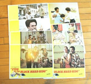 7 Lobby Cards From Five On The Black Hand Side 11x14 " Lithograph Movie 1973
