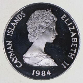Silver - World Coin - 1984 Cayman Islands 1 Dollar - World Silver Coin 631