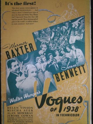 Vogues Of 1938 Pressbook 1937 Warner Baxter,  Joan Bennett