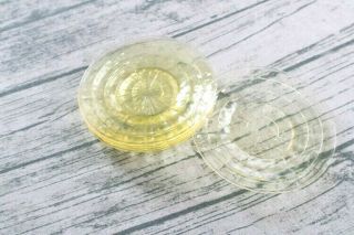 Vintage Hocking Block Optic Yellow Topaz Depression Glass Plates Set Of 5 Saucer
