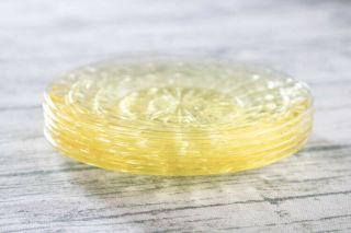 Vintage Hocking Block Optic Yellow Topaz Depression Glass Plates Set of 5 Saucer 2