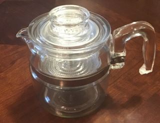 Vintage Pyrex Flameware 7754 - B Clear Glass 4 Cup Percolator Coffee Pot