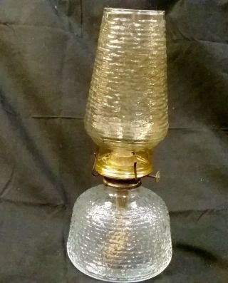 Vintage Anchor Hocking Amber Beehive Glass Soreno Oil Kerosene Lantern Lamps