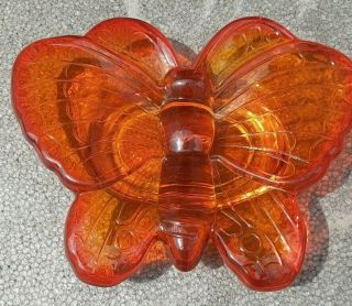 Vintage Mosser Viking Glass Amberina Butterfly Trinket Paperweight