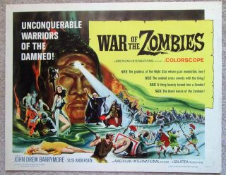 War Of The Zombies 1965 Hlf Sht Movie Poster Rld John Barrymore Ex