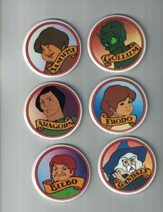 1978 Tolkien Enterprise " Lord Of The Rings " Ralph Bakshi Set Of 6 Buttons A
