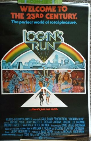 Vtg.  1976 Logans Run Movie Poster Farrah Fawcett/MGM/RARE ROLLED - B7 2