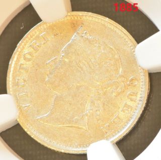 1885 China Hong Kong 5 Cent Victoria Silver Coin Ngc Au 53