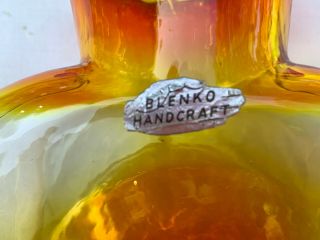 Vintage Blenko Art Glass Vase Yellow Red Tangerine Amberina Water Carafe 3