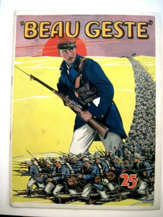 Vintage Program For The Movie " Beau Geste " W/great Picture Of " Ronald Colman "