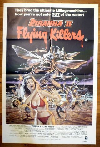 Piranha Ii Flying Killers 1981 Australian One Sheet Horror Movie Poster