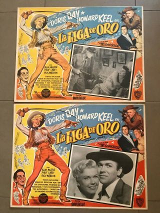 2 Mexican Lobby Cards 12.  5x17: Calamity Jane (1953) Doris Day,  Howard Keel