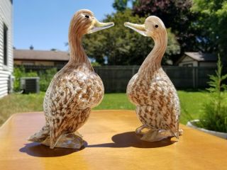 Vintage Murano Sommerso Art Glass Ducks