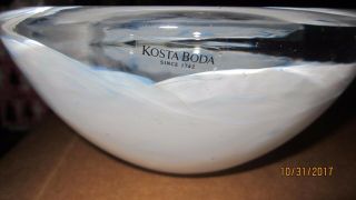 Kosta Boda Atoll Bowl Designed By Anna Ehrner 3.  25 " Tall 7 " Wide Signed,  Labeled