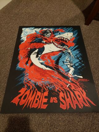 Zombie Vs Shark 18x24 Poster Limited To 50 Fright Rags Lucio Fulci Horror