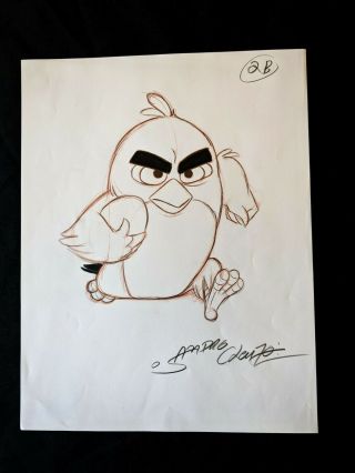 Angry Birds Movie Hand Drawn Sandro Cluezo Signed Red Concept Art
