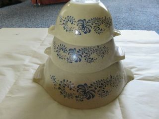 Vintage Pyrex Nesting Mixing Bowls Homestead Cinderella Set Of 3 441 442 444