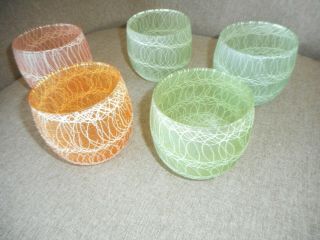 5 VINTAGE SPAGHETTI STRING ROLY POLY GLASSES COLOR CRAFT 2