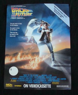 Back To The Future Movie Poster Michael J Fox Video Store Promo