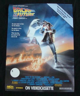 BACK TO THE FUTURE movie poster MICHAEL J FOX video store promo 2