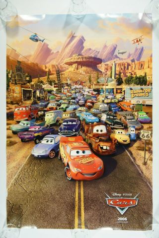 Cars 27x40 Ds Nearmint Rolled Int Teaser Movie Poster 2006 Disney Pixar