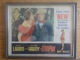 Laurel And Hardy Vintage Lobby Card For Utopia Framed