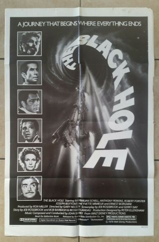 The Black Hole 1979 Walt Disney Folded 27x41 One Sheet Movie Poster B&w