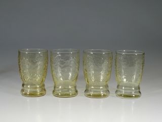 Set Of 4 Vintage Federal Glass Amber Madrid 9 Oz Water Tumblers C.  1935