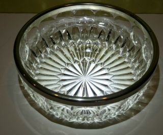 Vintage Crystal Bowl With Silver Rim