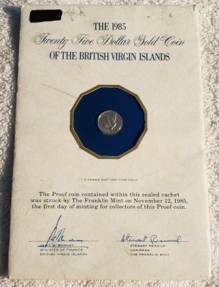 The 1985 $25 Gold Coin Of The British Virgin Islands (pre - Owned)