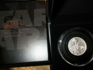 Star Wars Zealand Han Solo Carbonite 2.  oz Silver Coin MIB $135 2