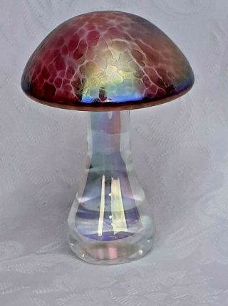 Heron Glass Extra Large Cranberry Mushroom - Hand Crafted In Uk - Gift Box