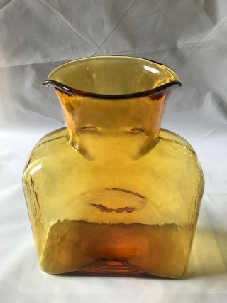 Blenko Amber Gold Honey Color Double Spout Glass Vase 384 Water Pitcher Bottle