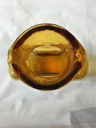 Blenko Amber Gold Honey Color Double Spout Glass Vase 384 Water Pitcher Bottle 3
