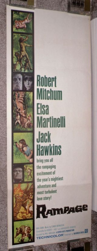 Rampage 1963 14x36 Insert Movie Poster Robert Mitchum/elsa Martinelli