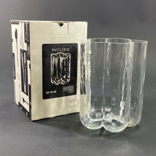 Vintage Boxed Pauline Sea Of Sweden Handmade Retro Kosta Clear Art Glass Vase