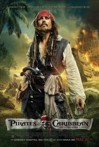 Pirates Of The Caribbean On Stranger Tides Movie Poster 2 Sided 27x40