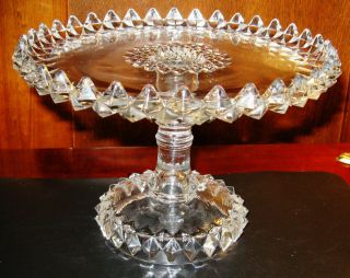 Lovely Small Antique Glass Cupcake Or Cake Pedestal Cake Plate 8 " Wide