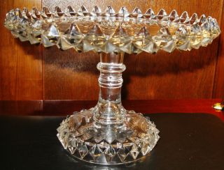 LOVELY SMALL ANTIQUE GLASS CUPCAKE OR CAKE PEDESTAL CAKE PLATE 8 
