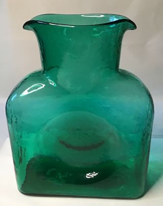 Blenko Emerald Green Color Double Spout Glass Vase 384 Pitcher Bottle