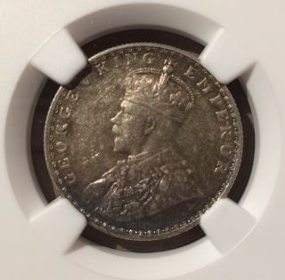 1928 (b) India 1/2 Rupee Ngc Ms 62 - Silver