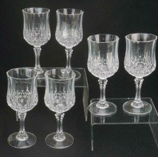 Set of 6 Crystal Cristal D ' Arques Longchamp Sherry Glasses 6 Sided Stems KC717 3