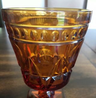 Set Of 6 Vintage Indiana Glass Amber Gold Park Lane Pattern Colony Water Ice Tea 2