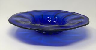 Large Vintage Hand Blown Cobalt Blue Glass Decorative Fruit Centerpiece Bowl