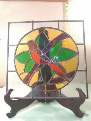 Stained Glass 12 " X 12 " Hand Crafted Hanging Picture / Window Pane Robin
