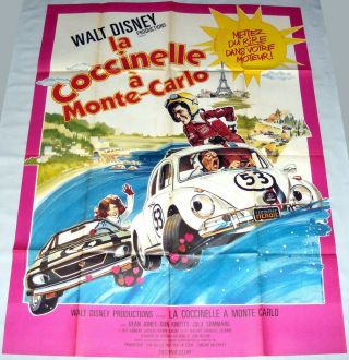 Herbie Goes To Monte Carlo Walt Disney Volkswagen Beetle Large French Poster