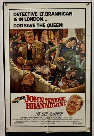 Brannigan Movie Poster (fine) One Sheet 1975 Folded John Wayne Daniel Pilon 4395