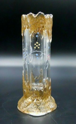 Small Clear Glass Bud Vase With Gold And Flower Decoration Moser?