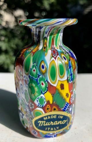 Vintage Murano Millefiori Miniature Perfume Bottle Vase Italy