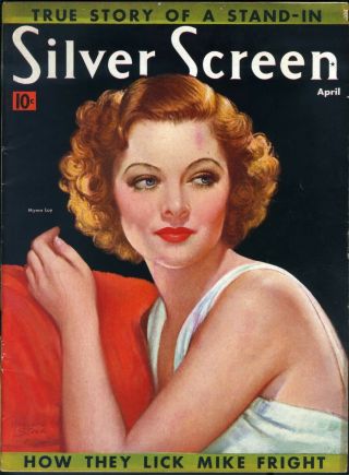 Silver Screen • Apr.  1938 • Myrna Loy • Cover Artist Marland Stone